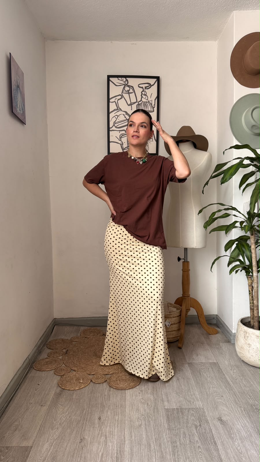 Falda Lunares tipo lápiz