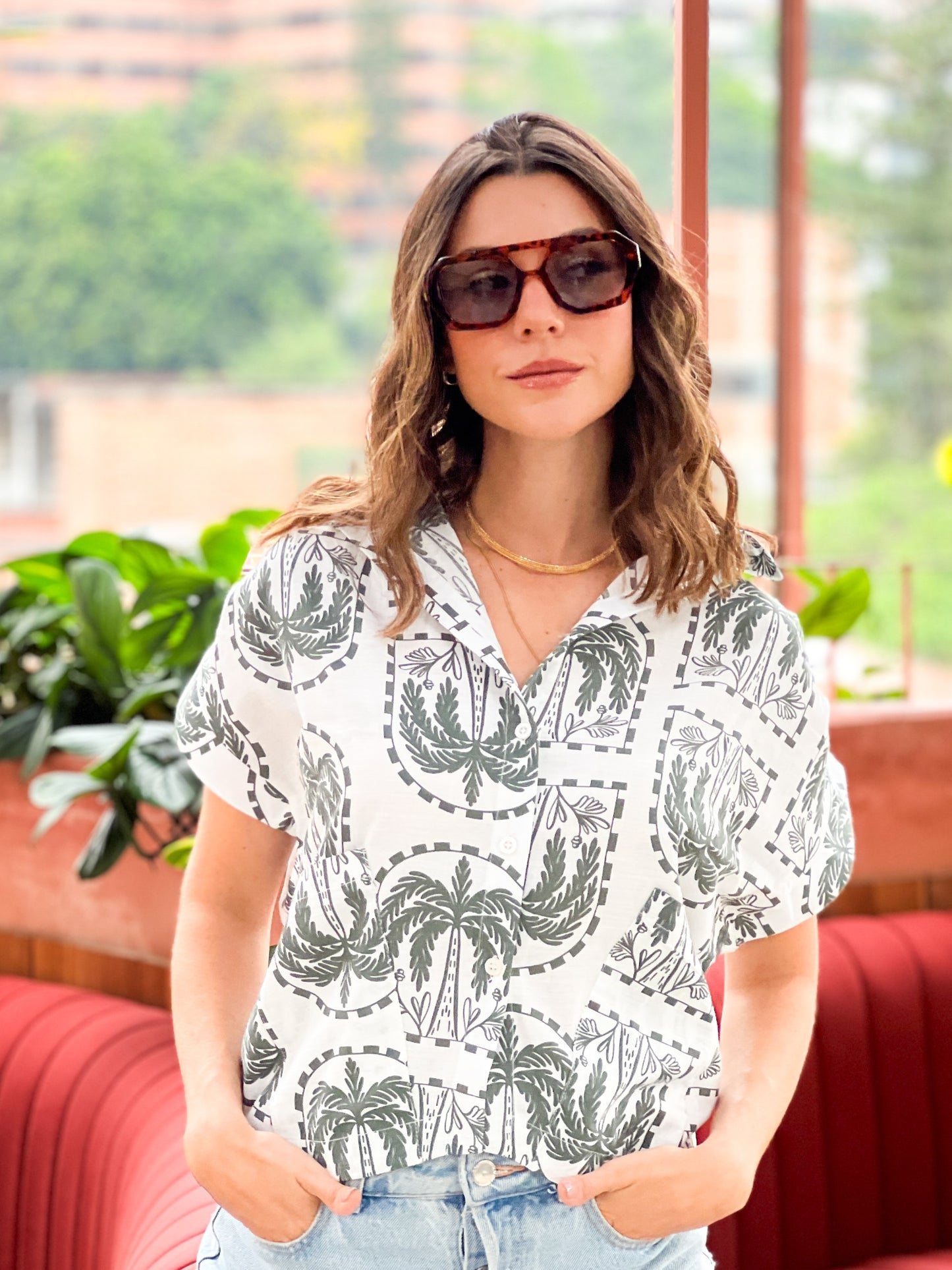 Blusa Triny Palmeras crudo