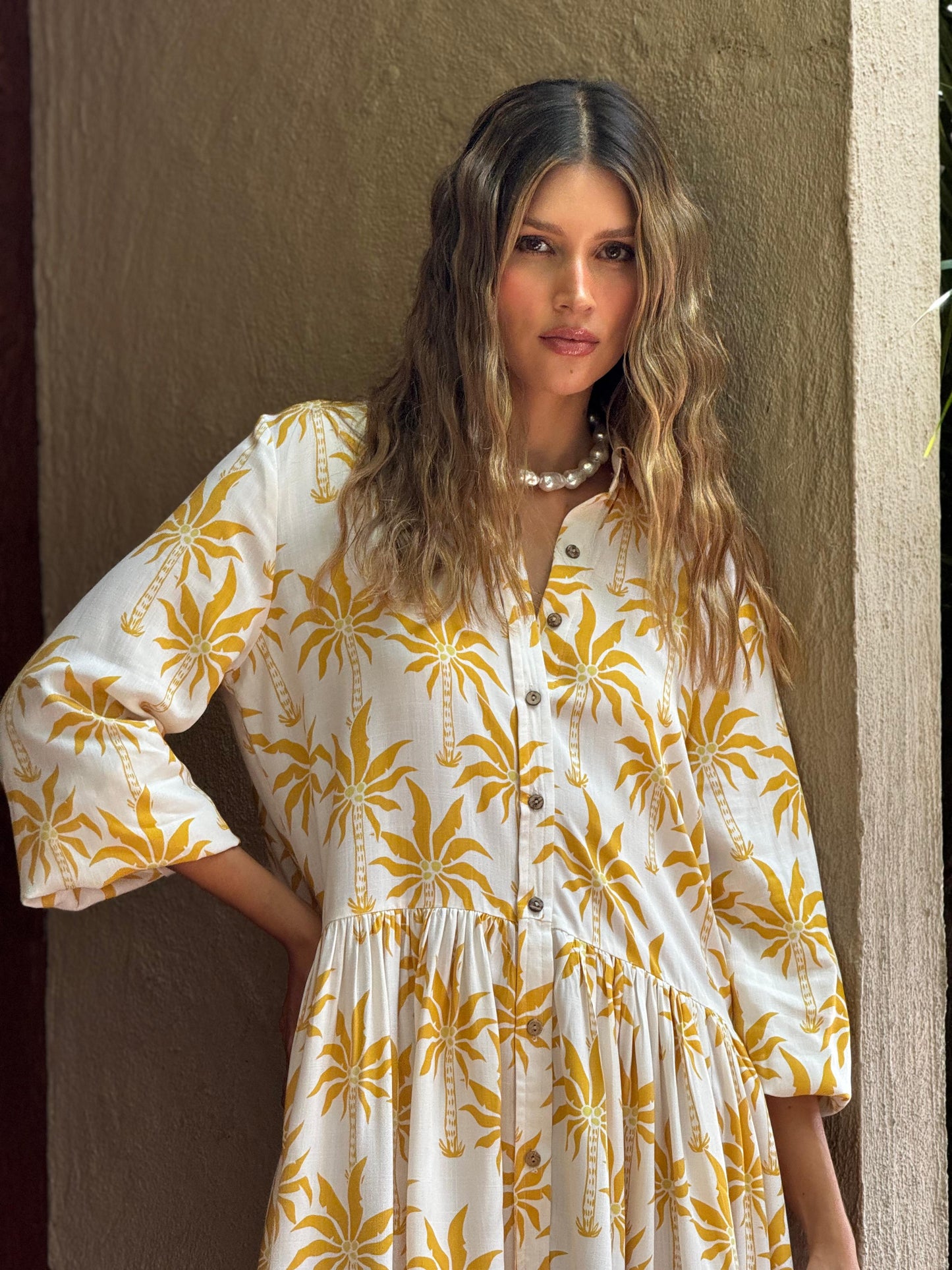 Vestido Andre mostaza