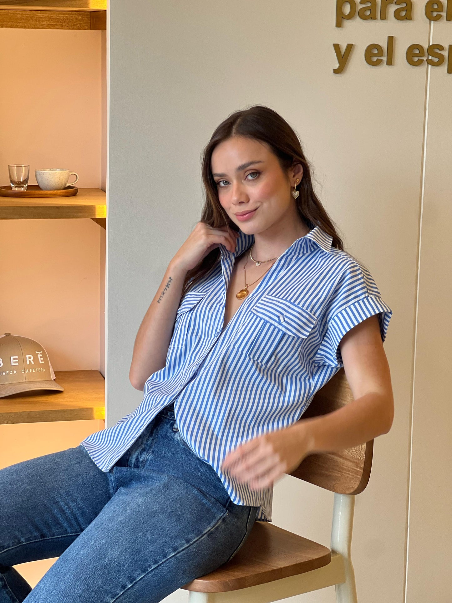 Blusa Ava azul rayas