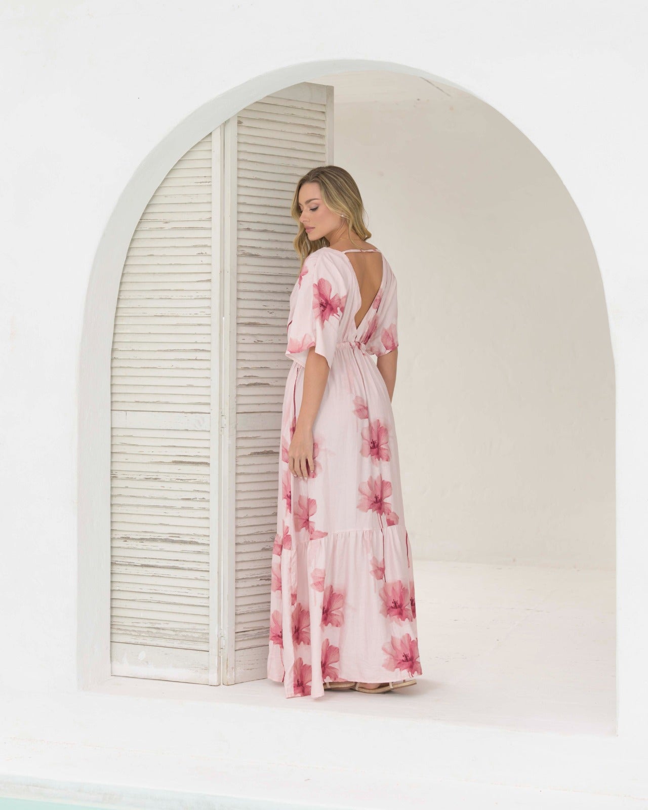 Vestido Elodia Flores rosa