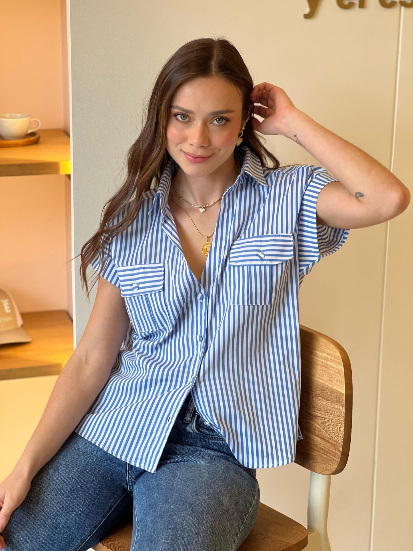 Blusa Ava azul rayas