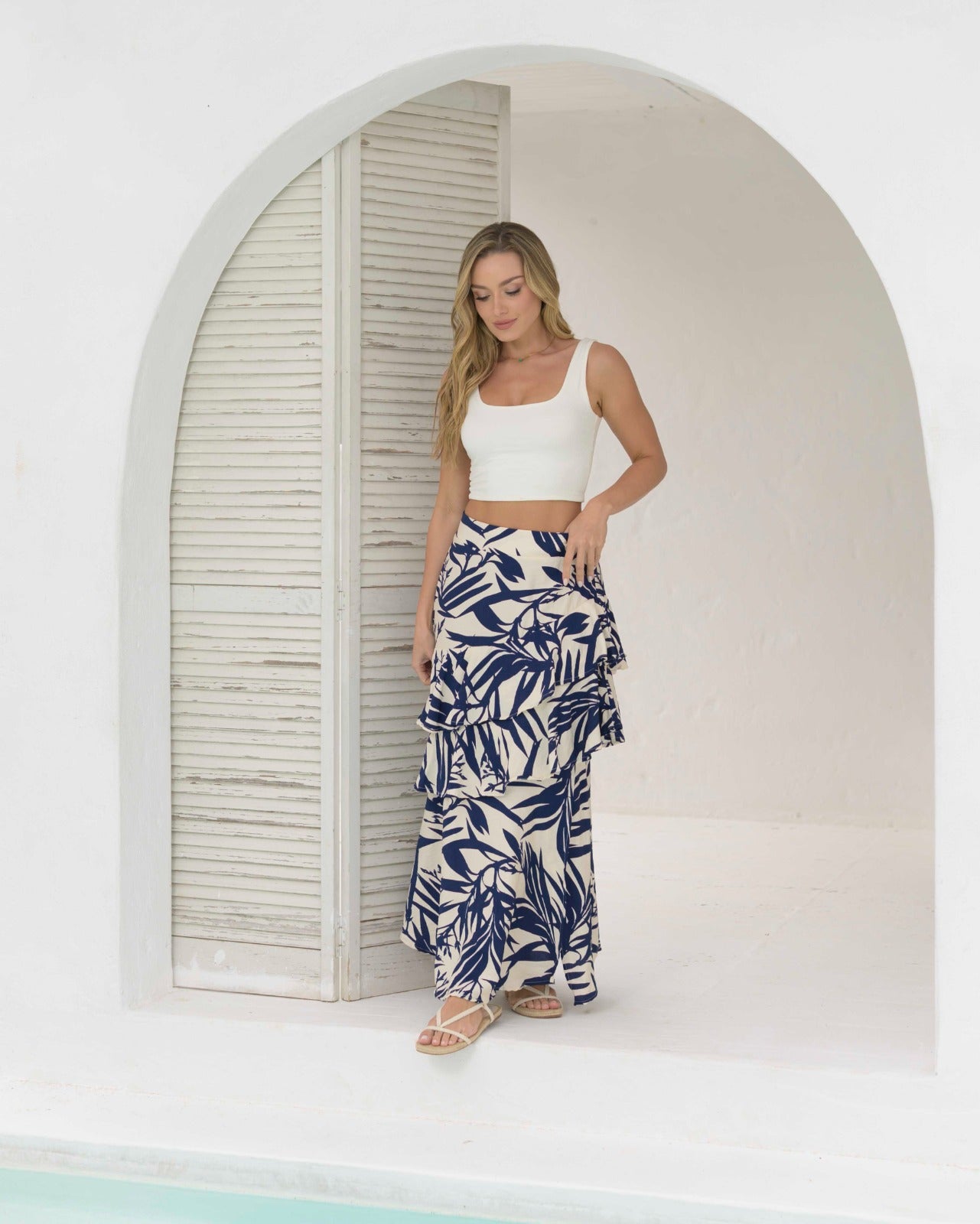 Falda Karen Flores Azul