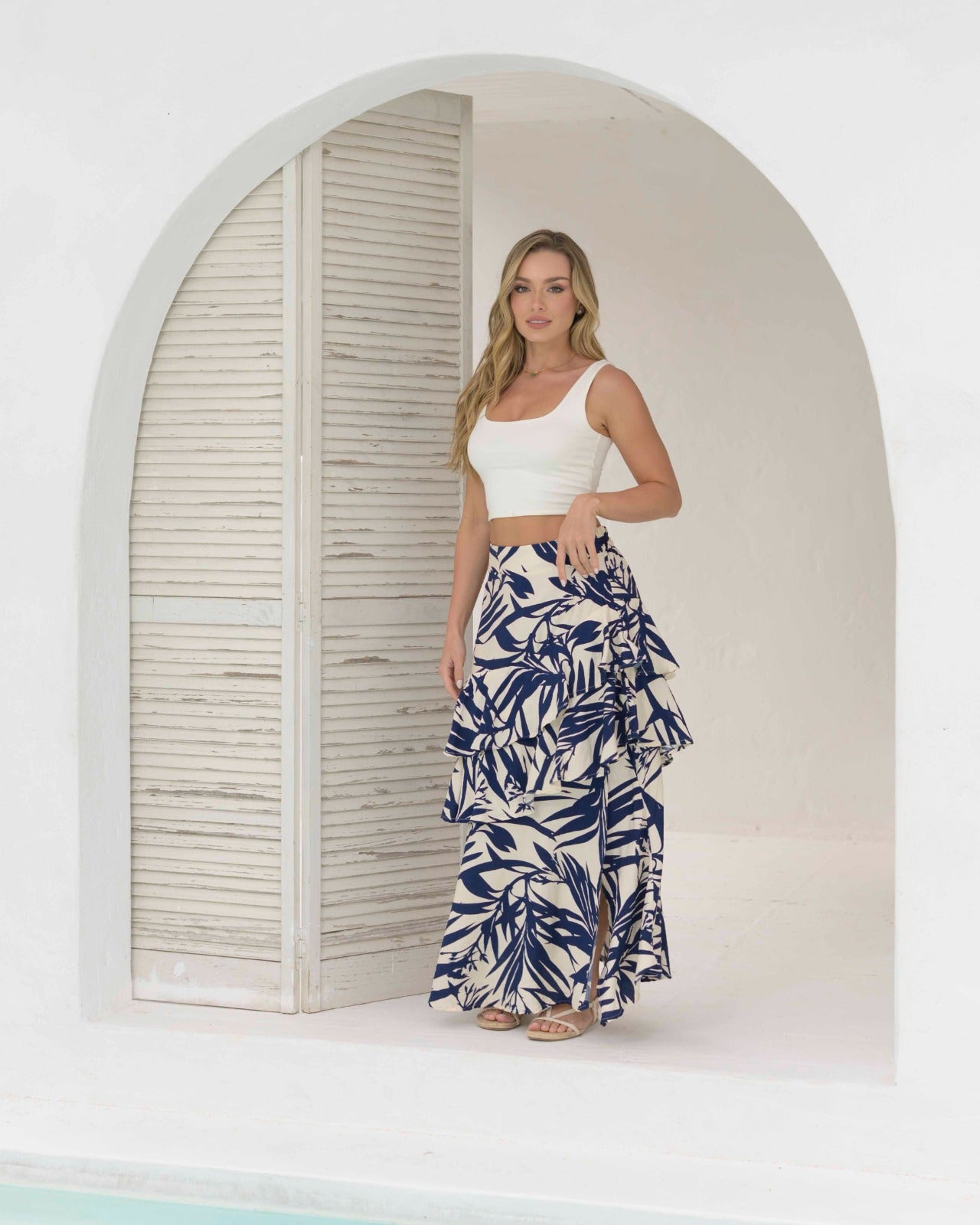 Falda Karen Flores Azul