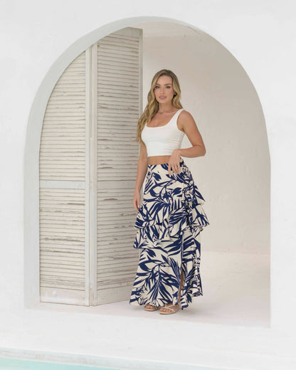 Falda Karen Flores Azul