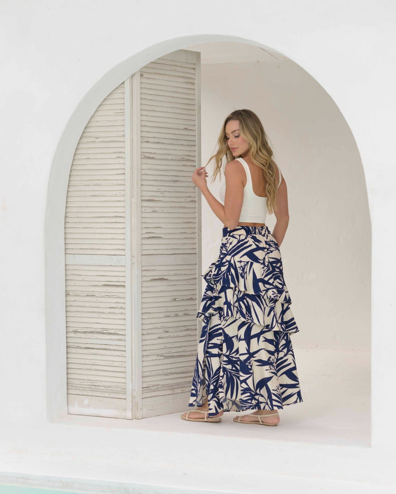 Falda Karen Flores Azul