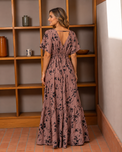 Vestido Elodia Print café