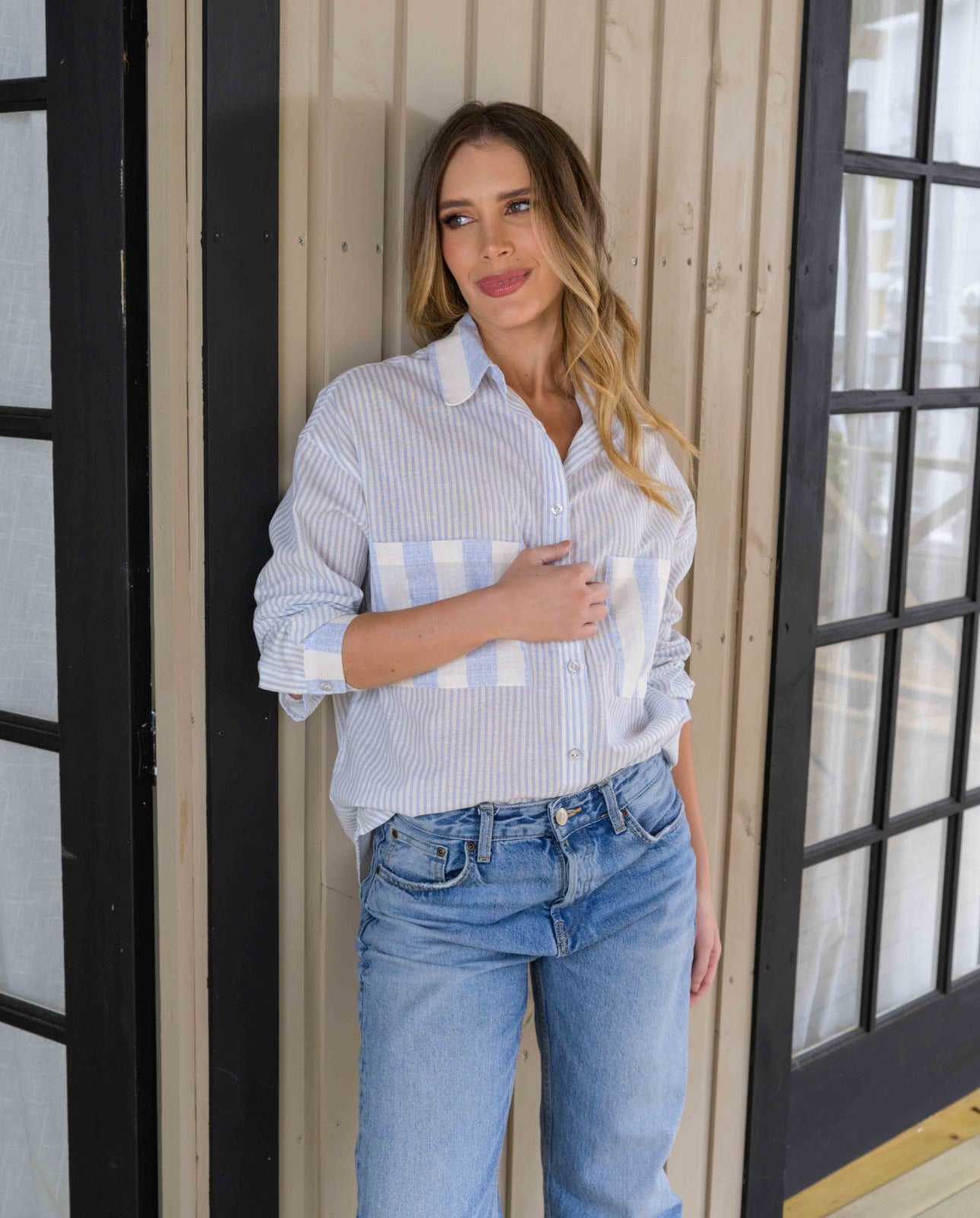 Camisa Cristina Azul Perla
