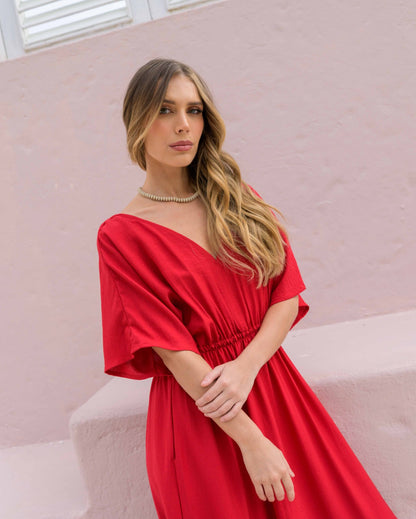 Vestido Elodia Plane red