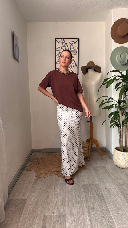 Falda Lunares tipo lápiz blanca