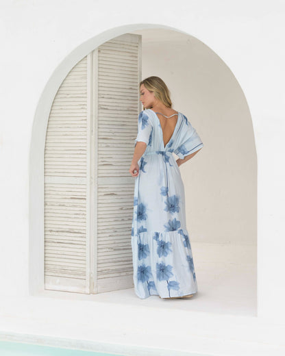 Vestido Elodia flores azul