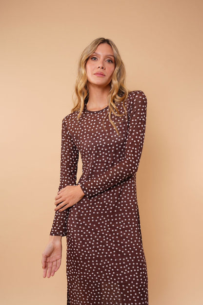Vestido Polka café
