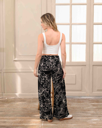 Pantalón Cande Flores Negras