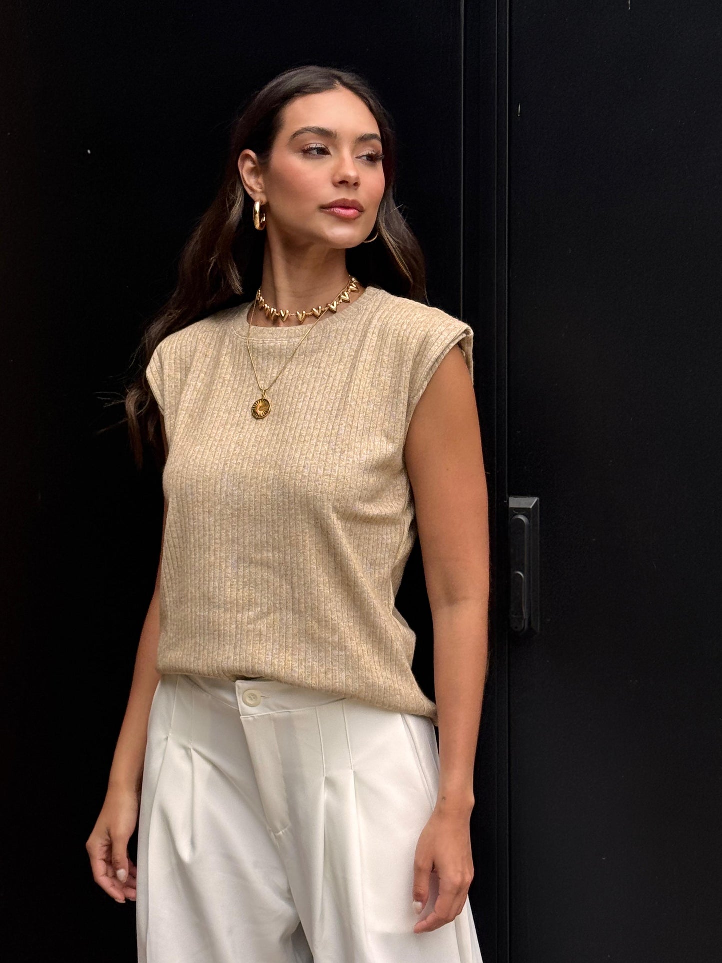 Blusa Lety Shine camel