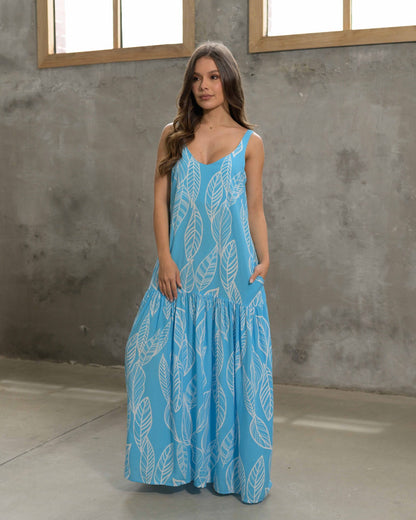 Vestido Marcia hojas Blue