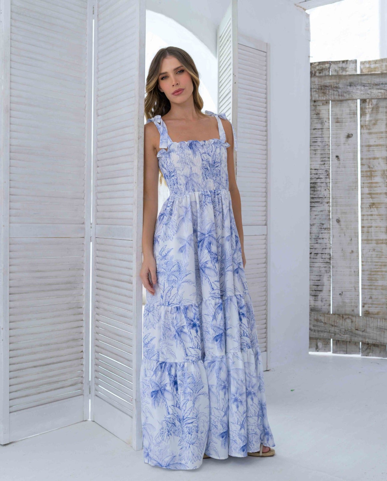 Vestido Dana Palmas Blue