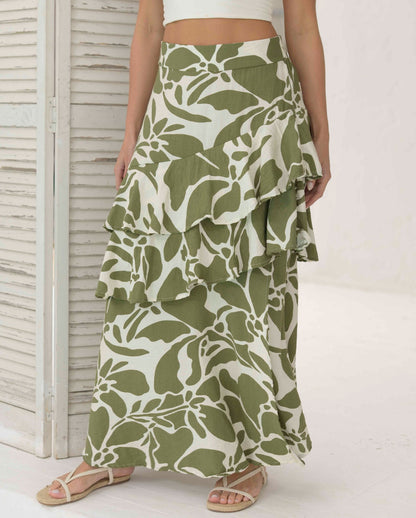 Falda Karen Flores verde