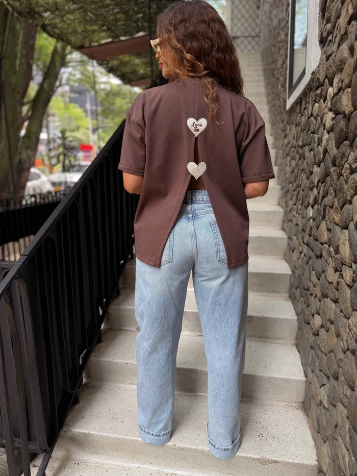 Camiseta Love Back café