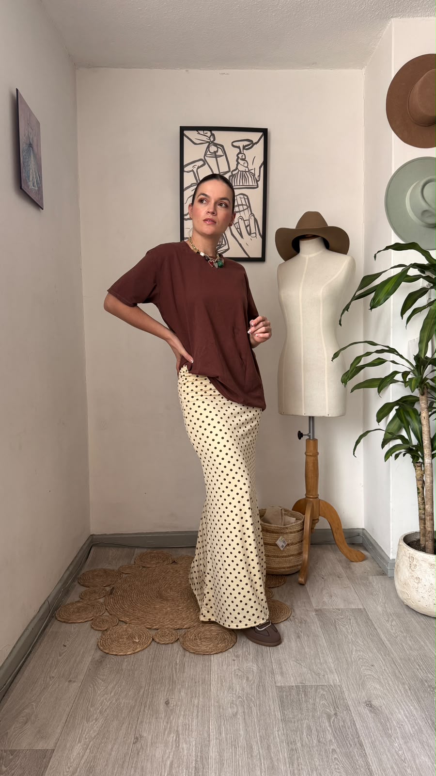 Falda Lunares tipo lápiz