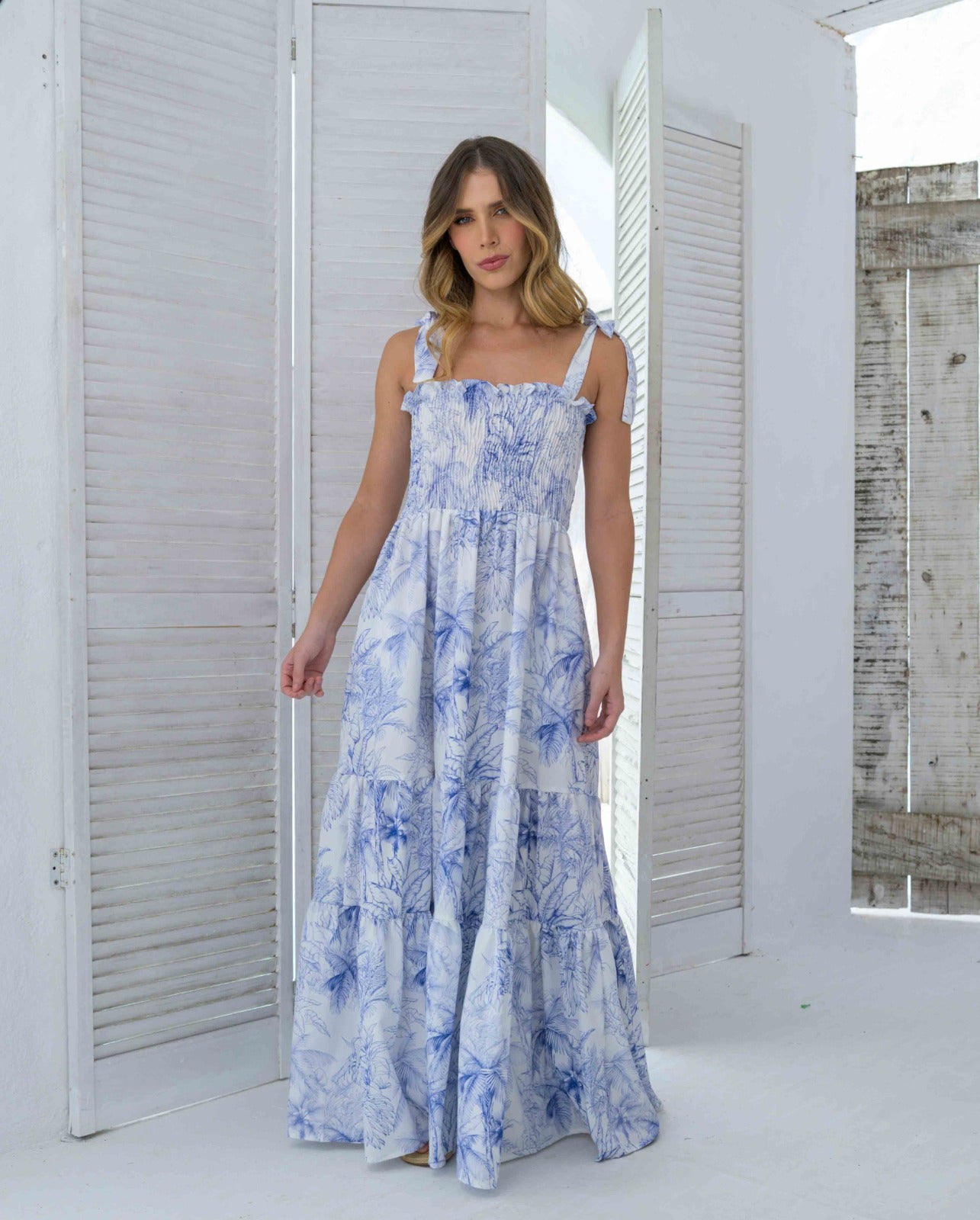 Vestido Dana Palmas Blue