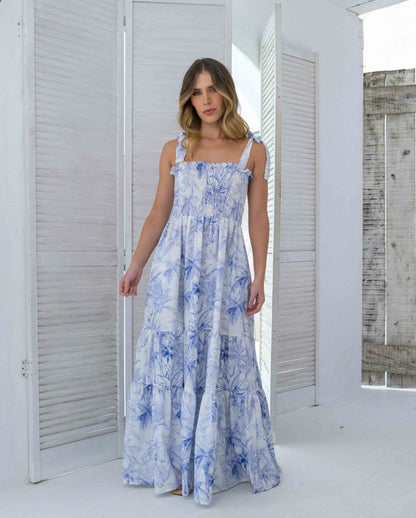 Vestido Dana Palmas Blue