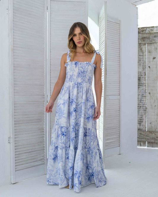 Vestido Dana Palmas Blue