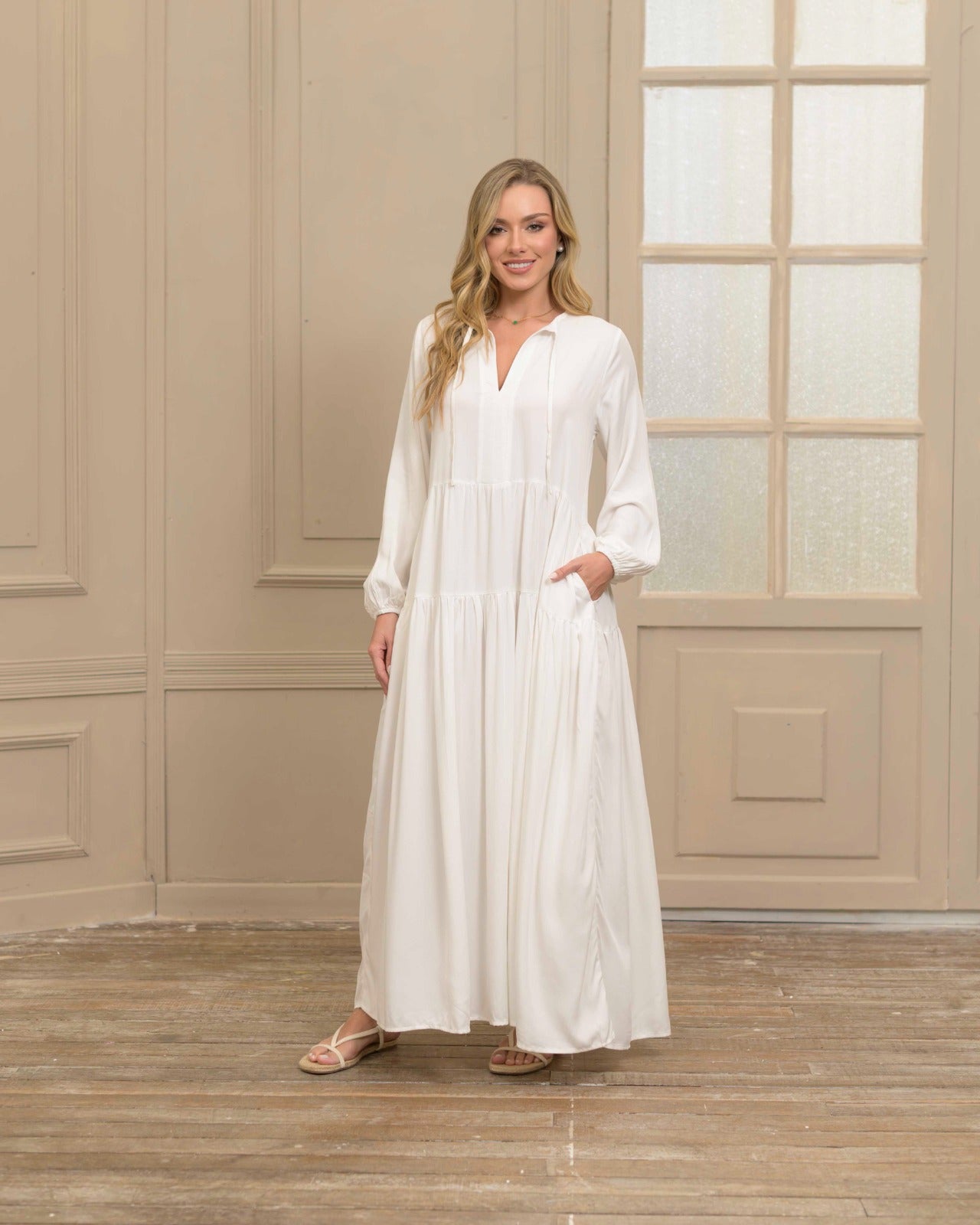 Vestido Eloísa Plane Marfil