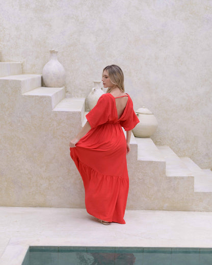 Vestido Elodia Plane red