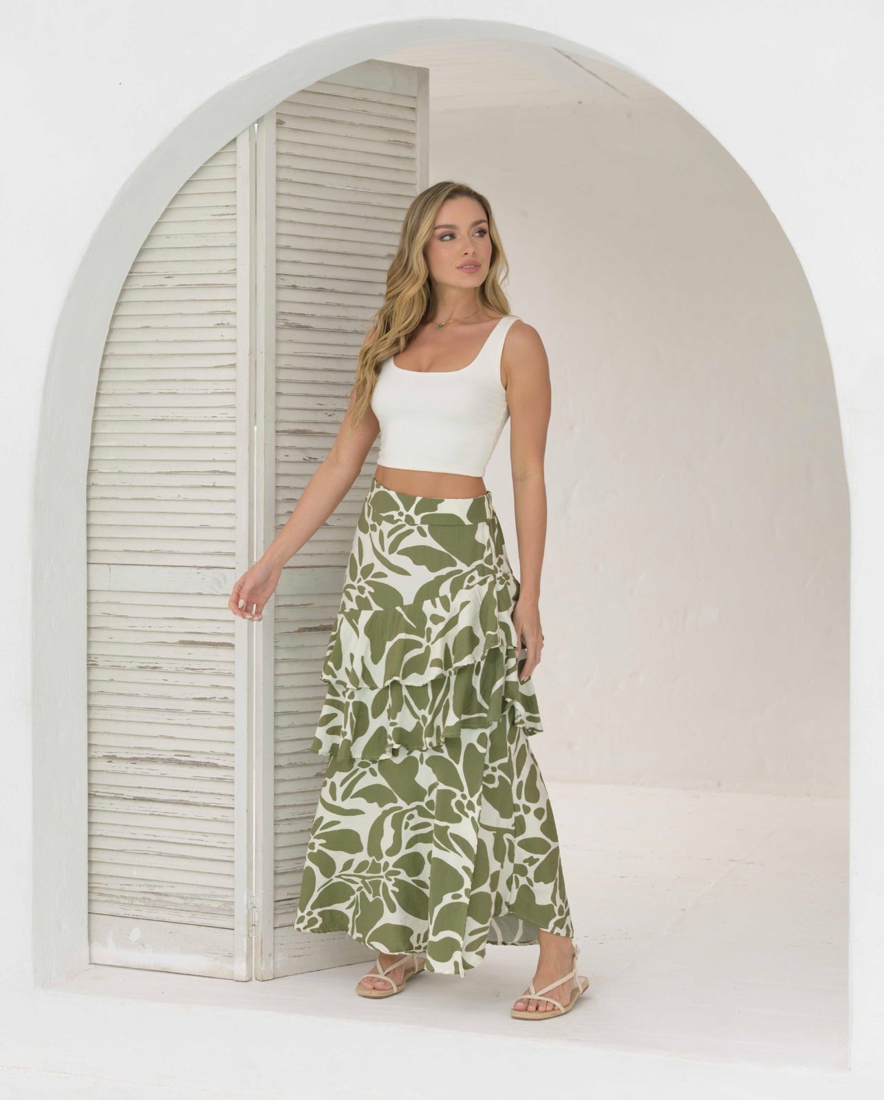 Falda Karen Flores verde