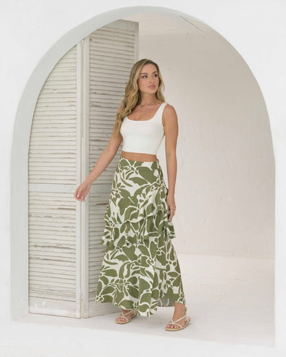 Falda Karen Flores verde