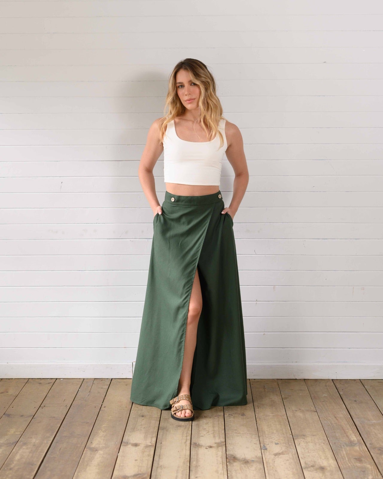 Falda Roxana verde militar