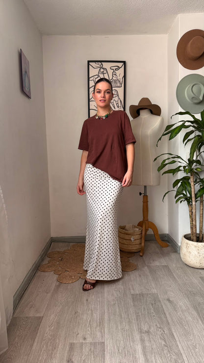 Falda Lunares tipo lápiz blanca