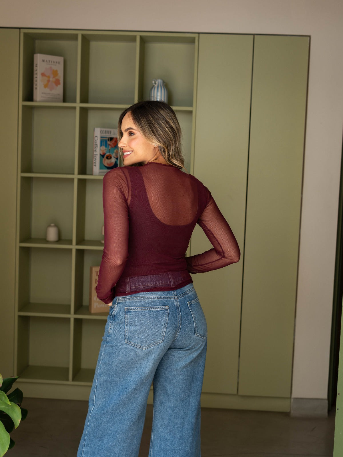 Blusa Malla Jacky Vinotinto