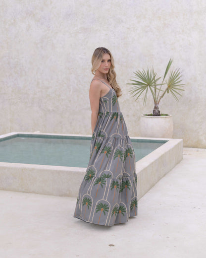 Vestido Lily Palmas verde