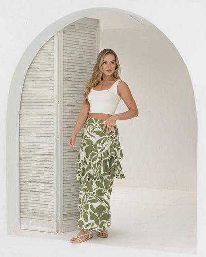 Falda Karen Flores verde