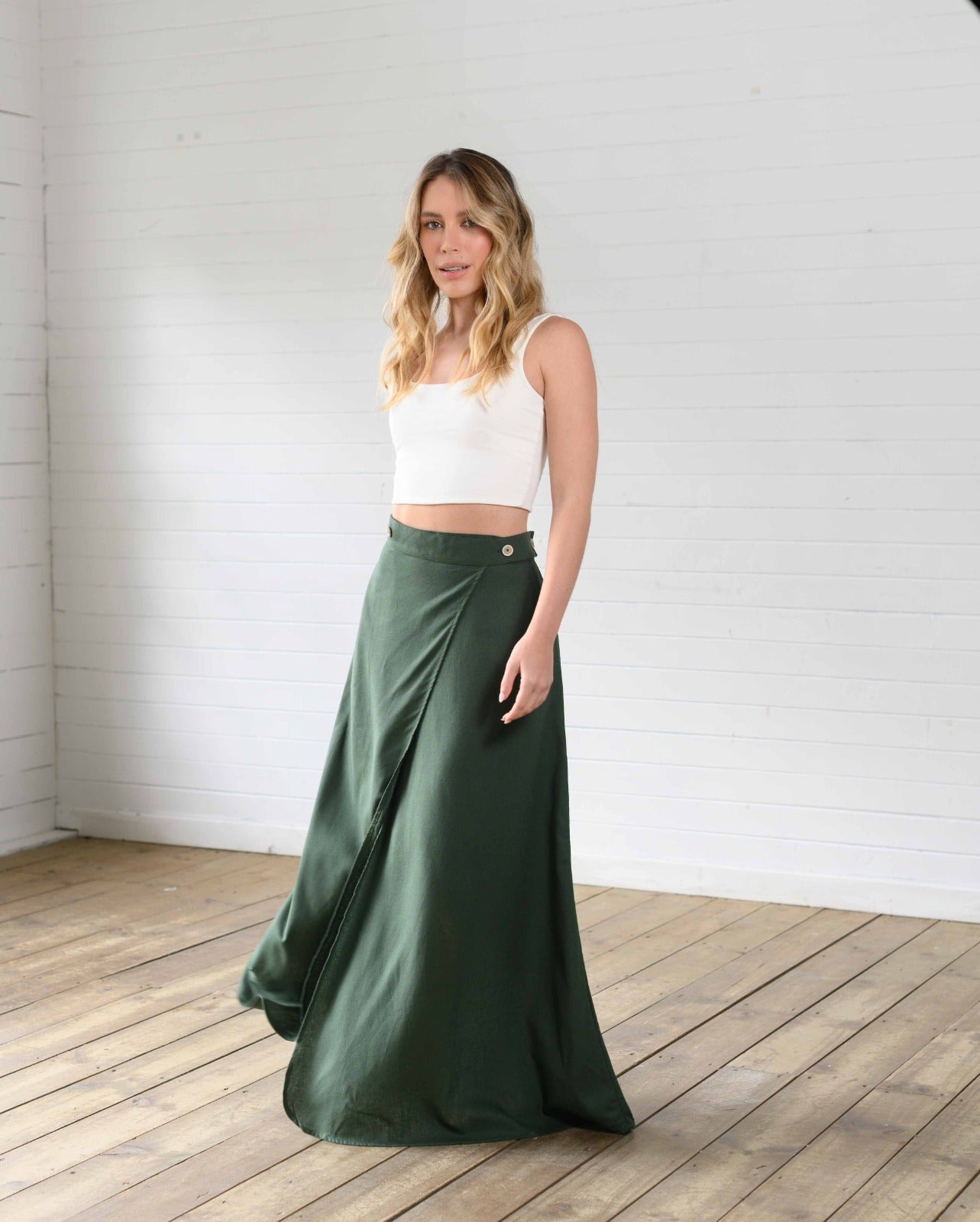 Falda Roxana verde militar