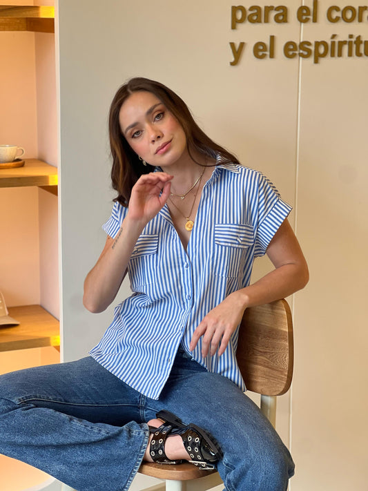 Blusa Ava azul rayas