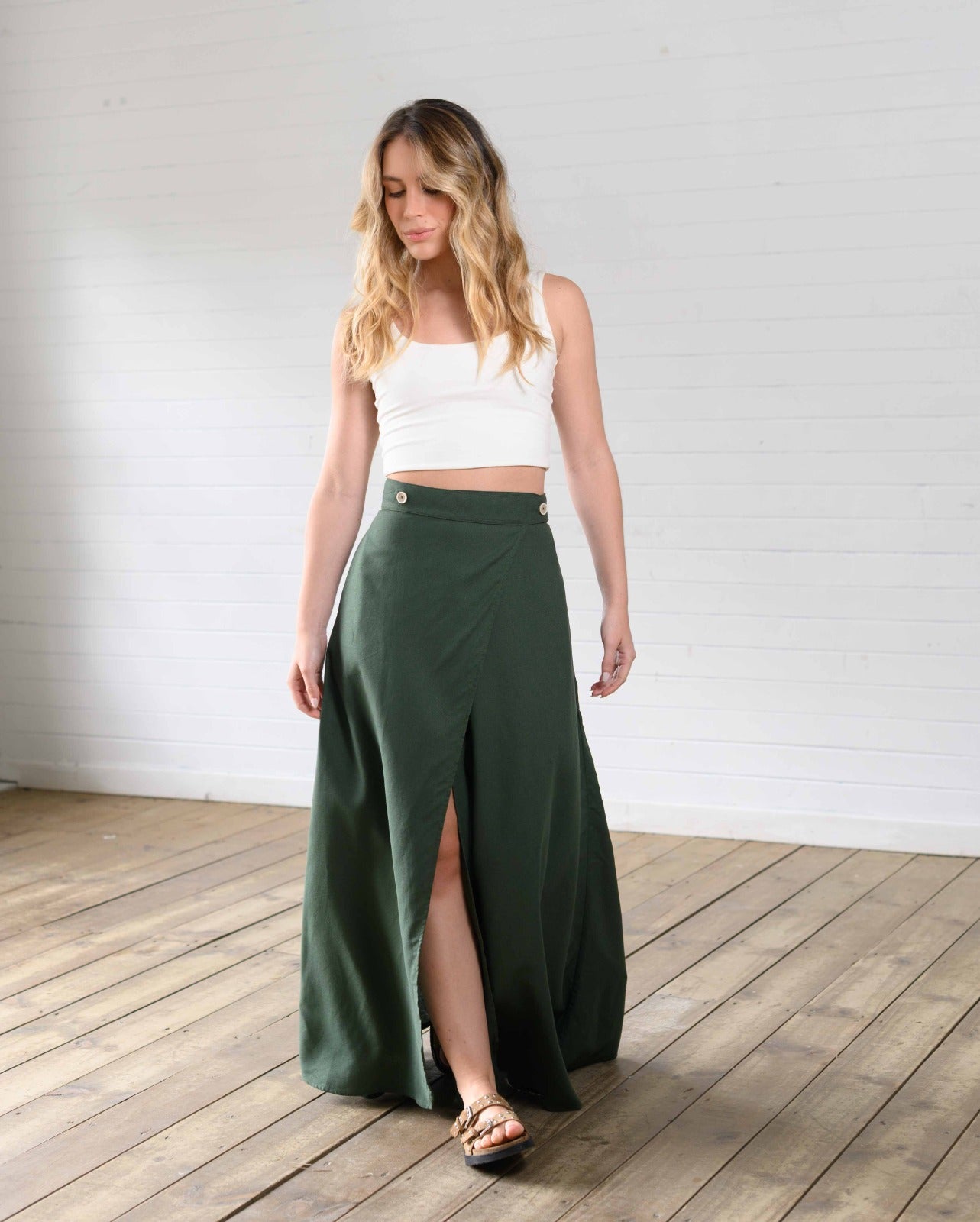 Falda Roxana verde militar