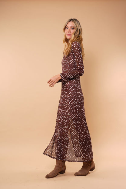 Vestido Polka café
