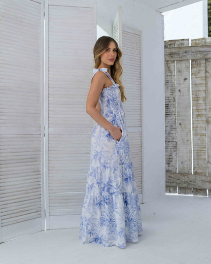 Vestido Dana Palmas Blue