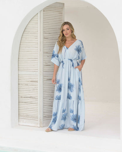 Vestido Elodia flores azul