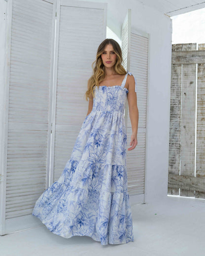Vestido Dana Palmas Blue