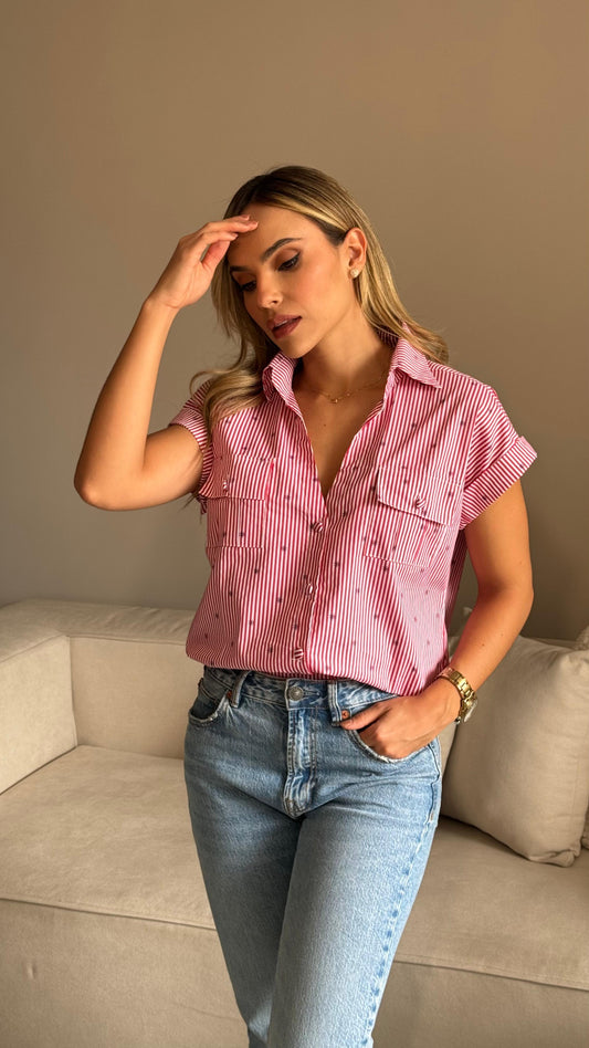 Blusa Ava roja rayas