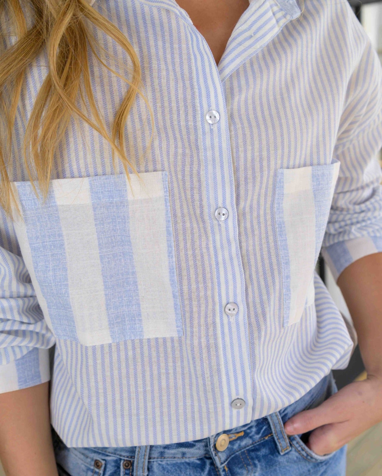 Camisa Cristina Azul Perla