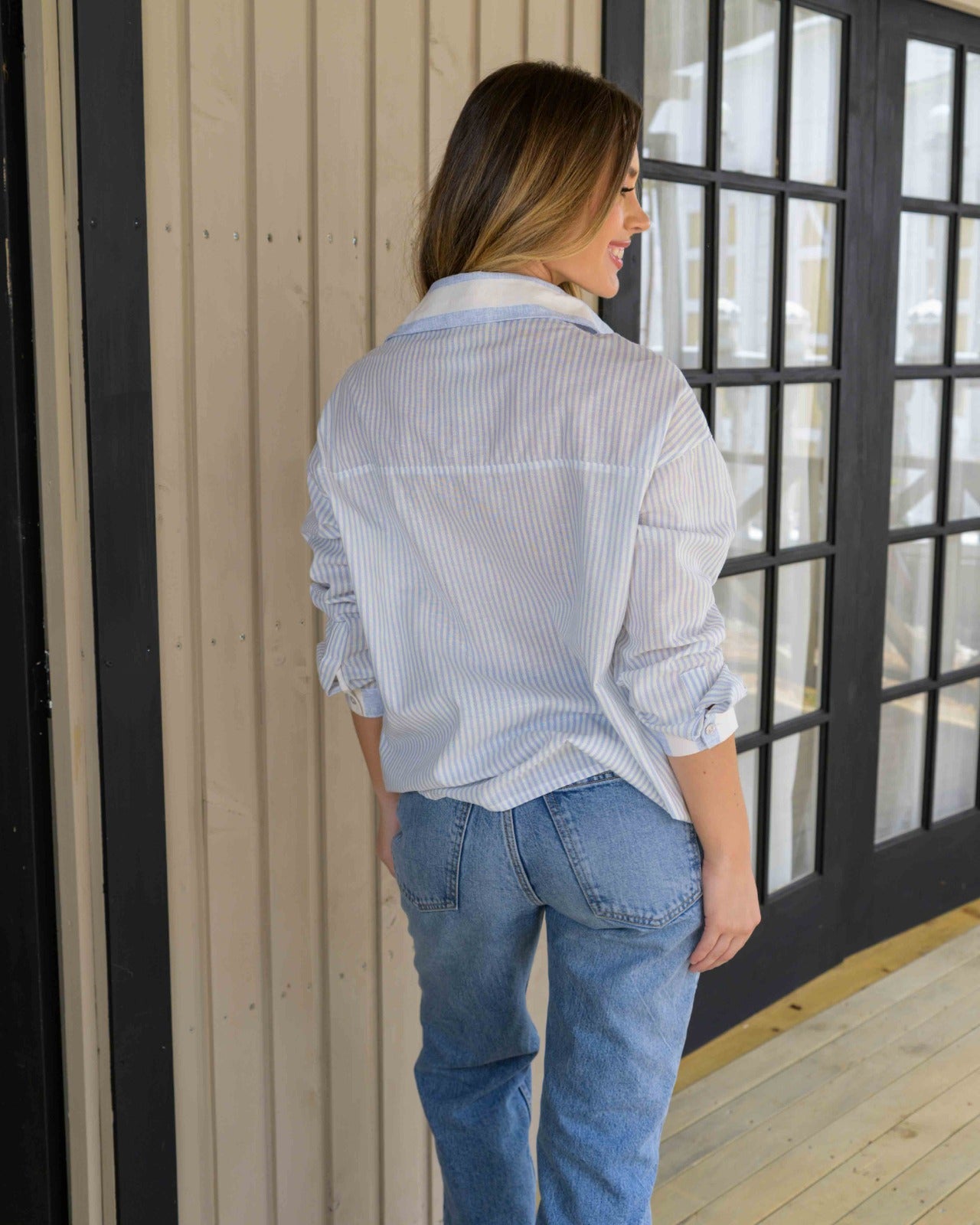 Camisa Cristina Azul Perla